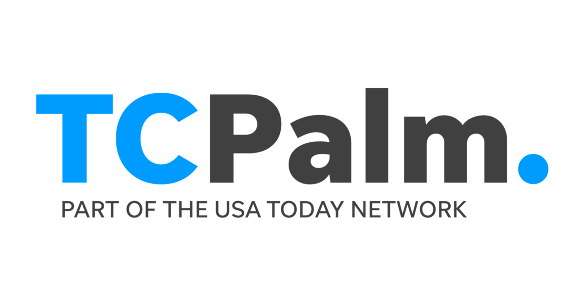tc palm grey and blue logo on black