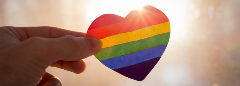 image of a rainbow colored heart in support of lgbtqia