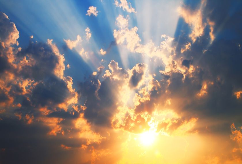 cloudy sky after the storm with sun shining through