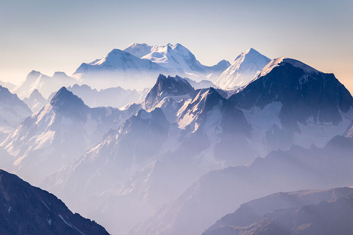 blue snowy mountain range
