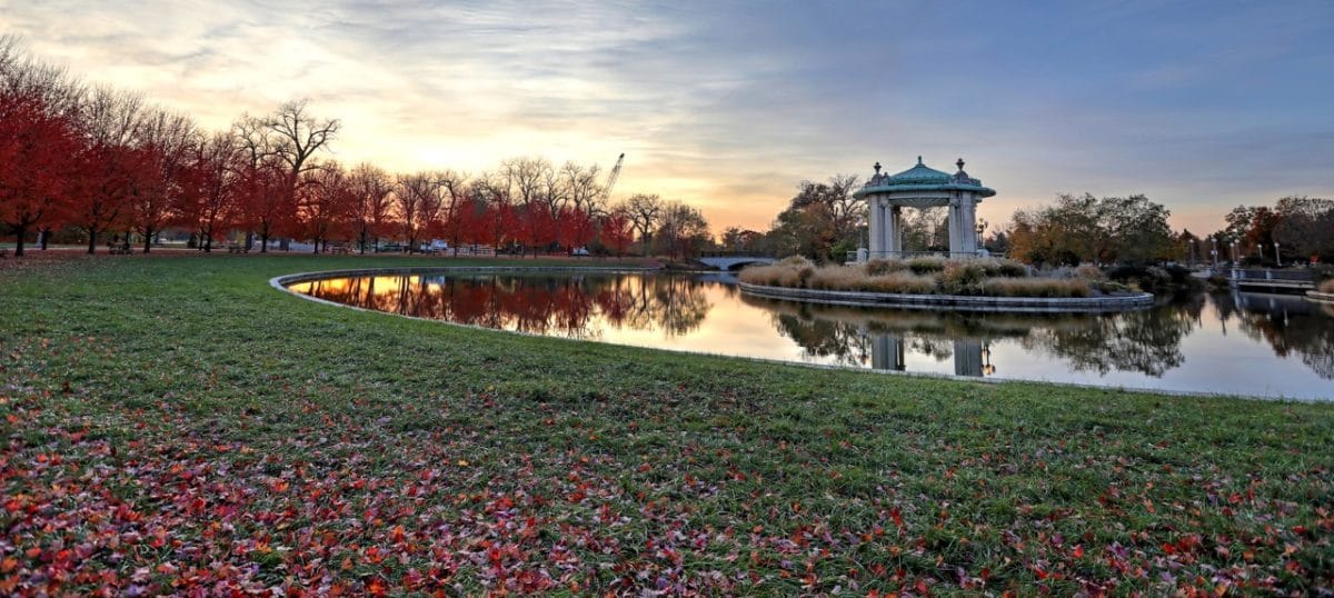 fall foliage around Forest Park in St. Louis, Missouri