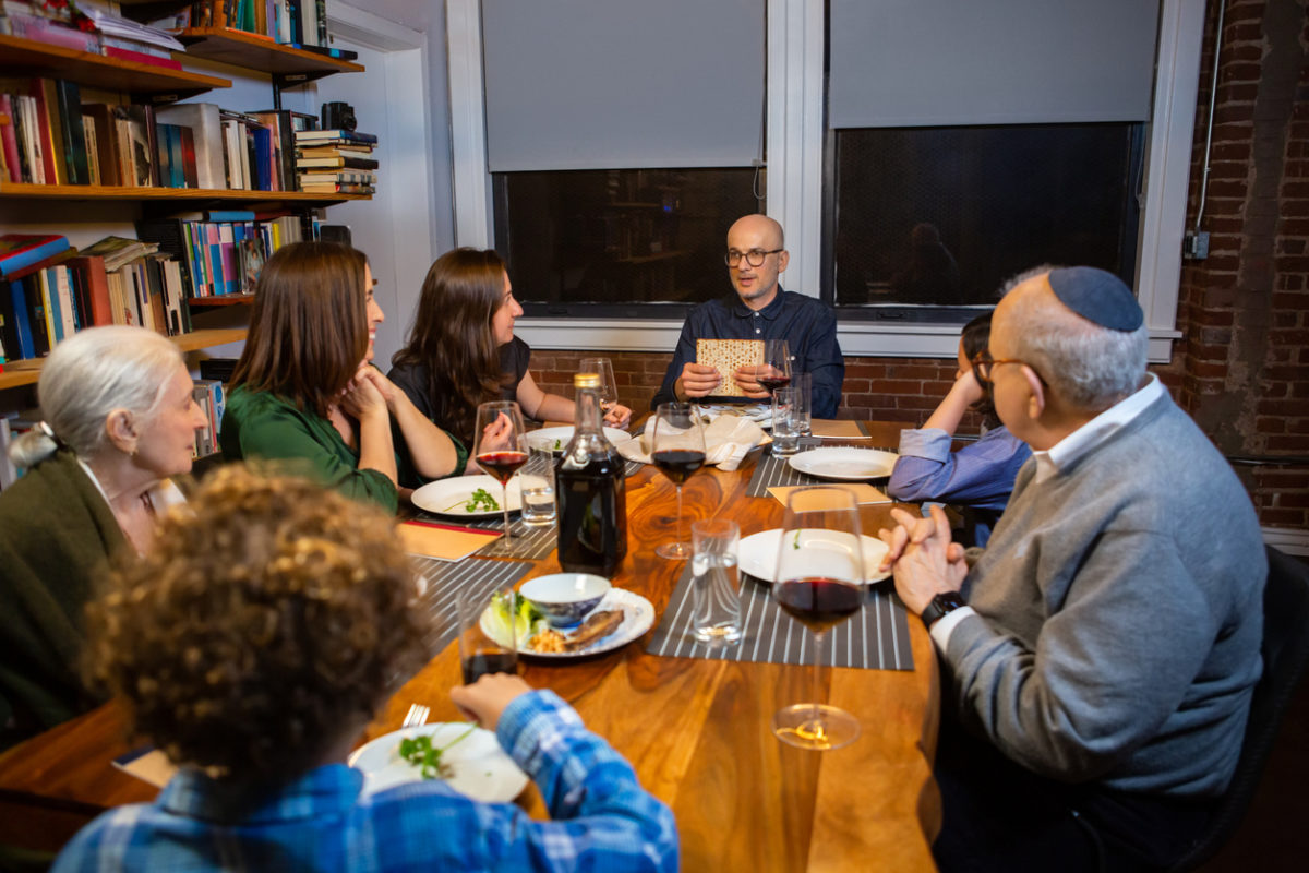 A modern Jewish American family celebrates Passover together.