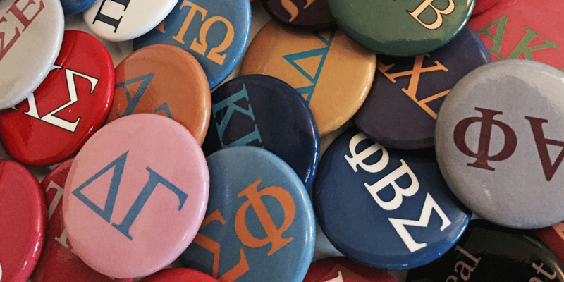 colorful buttons with different greek symbols