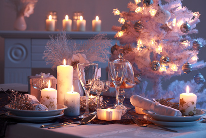 Place setting for Christmas in white