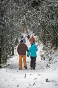 couple walking in snow