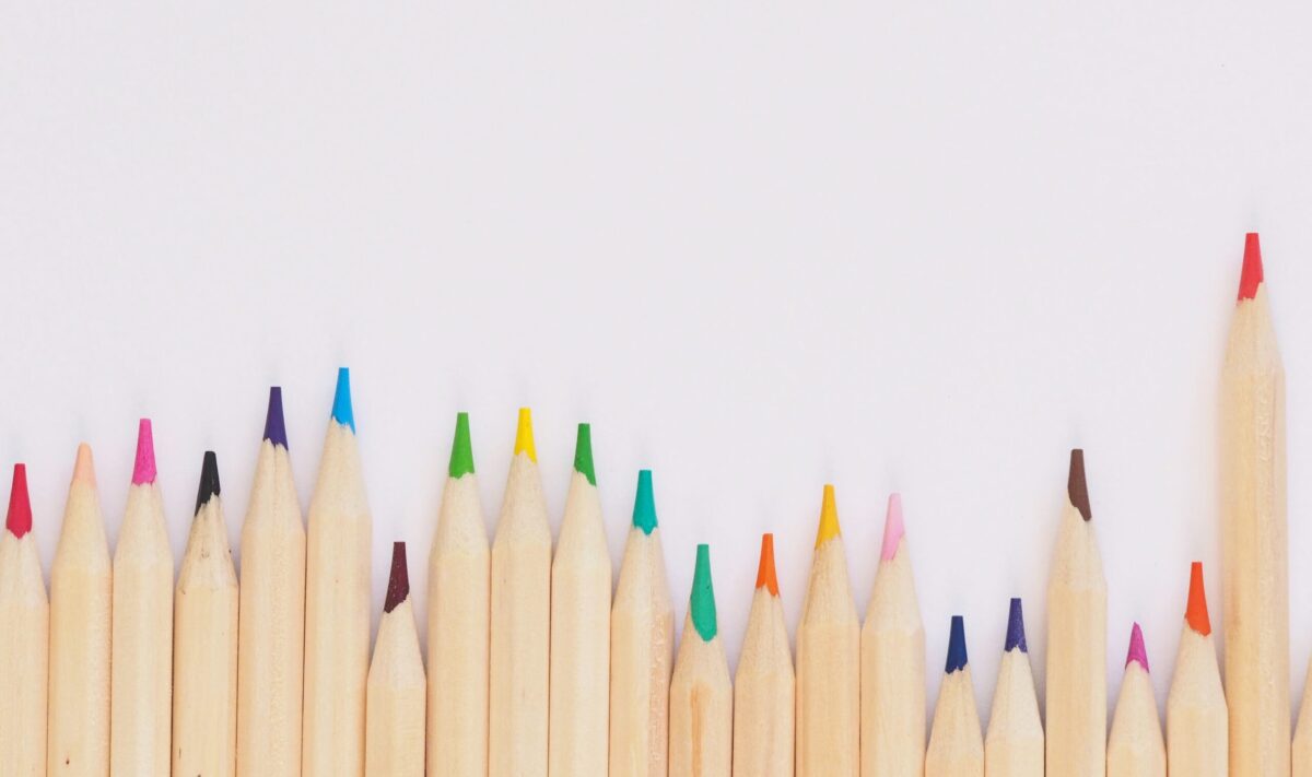 row of colored pencils